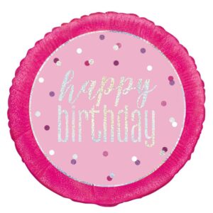 Balloon Foil 45cm Happy Birthday Prismatic Pink Ea