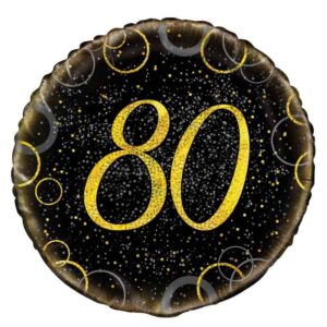 Balloon Foil 45cm Age 80 Glitz Gold Ea