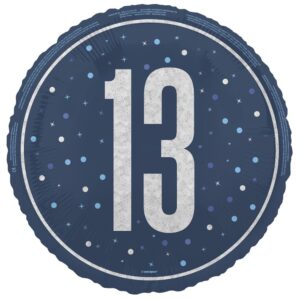 Balloon Foil 45cm Age 13 Prismatic Blue Ea