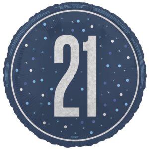 Balloon Foil 45cm Age 21 Prismatic Blue Ea