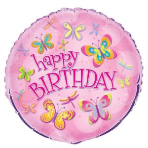 Balloon Foil 45cm Happy Birthday Butterfly Ea