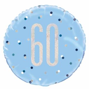 Balloon Foil 45cm Age 60 Prismatic Blue Ea