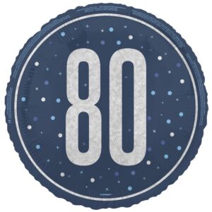 Balloon Foil 45cm Age 80 Prismatic Blue Ea