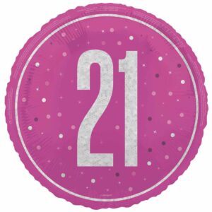 Balloon Foil 45cm Age 21 Prismatic Pink Ea