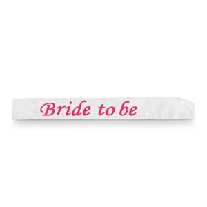 Sash Satin Flashing Bride To Be White Ea