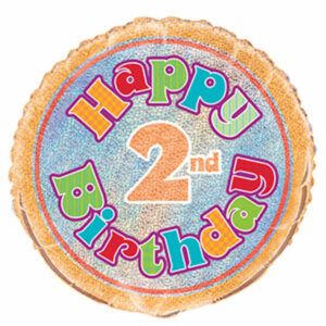 Balloon Foil 45cm Prismatic Happy 2nd Birthday Ea