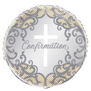 Balloon Foil 45cm Prismatic Confirmation Gold & Silver Ea