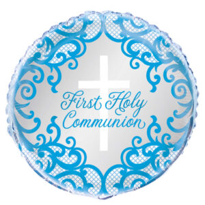 Balloon Foil 45cm Prismatic Communion Blue Ea