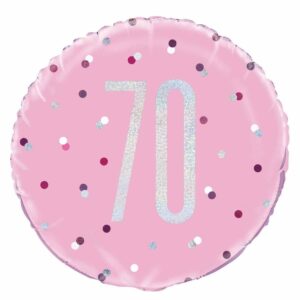 Balloon Foil 45cm Age 70 Prismatic Pink Ea