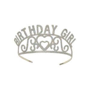 Tiara Birthday Girl Siver Glitter Ea