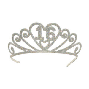 Tiara 16th Silver Glitter Ea