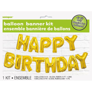 Balloon Foil Script Happy Birthday Gold 35cm Ea