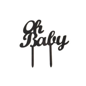 Cake Topper Oh Baby Black Acrylic 12cm Ea