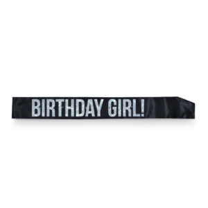 Sash Satin Flashing Birthday Girl Black Ea
