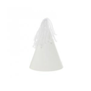 Party Hat With Paper Tassel White Pk 10