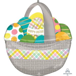 Balloon Foil Supershape Easter Basket 66cm Ea LIMITED STOCK
