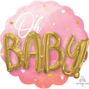 Balloon Foil Multi Oh Baby Pink 76cm x 71cm Ea