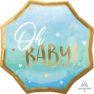 Balloon Foil Supershape Oh Baby Blue 55cm x 55cm Ea