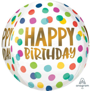 Balloon Foil Orbz Happy Dots 38cm x 40cm Ea