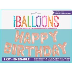 Balloon Foil Script Happy Birthday Rose Gold 35cm Ea CLEARANCE