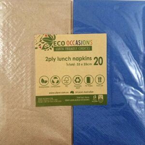 Napkin Lunch Royal Blue/Kraft Pk 20