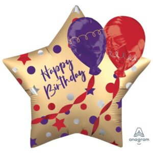 Balloon Foil Multi Birthday Star 71cm Ea