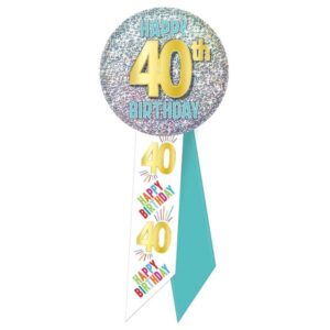 Ribbon 40th Birthday Award 13cm Ea