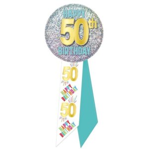 Ribbon 50th Birthday Award 13cm Ea