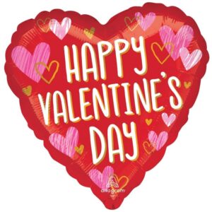 Balloon Foil 45cm Valentine Sketched Impression Ea