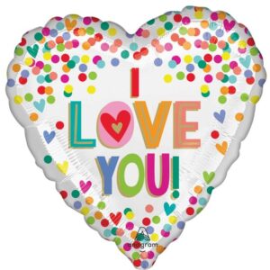 Balloon Foil 45cm Love You Rainbow Dots Ea