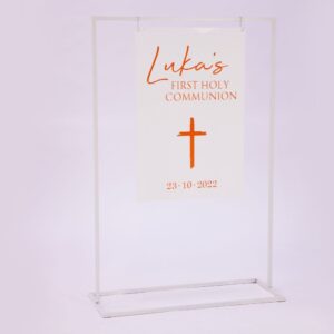 Frame with Hanging Acrylic Sign Personalised HIRE Ea