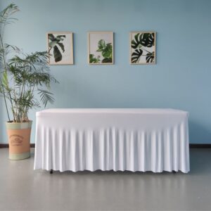 Table Cover Skirting Rectangle 2.4m Spandex White Ea