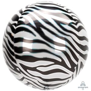 Balloon Foil Orbz Zebra Print 38cm x 40cm Ea