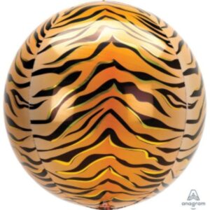 Balloon Foil Orbz Tiger Print 38cm x 40cm Ea