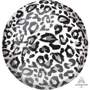 Balloon Foil Orbz Snow Leopard Print 38cm x 40cm Ea