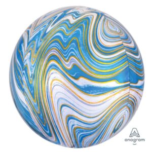 Balloon Foil Orbz Marblez Blue 38cm x 40cm Ea