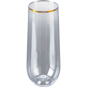 Champagne Glass Stemless Gold Rim 250ml Pk 4