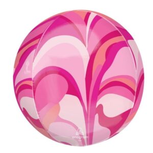 New Balloon Foil Orbz Macro Marble Pink 38cm x 40cm Ea