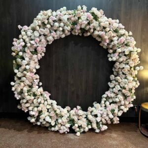 Floral Hoop with Artificial Roses Pastel Pinks 2.4m HIRE